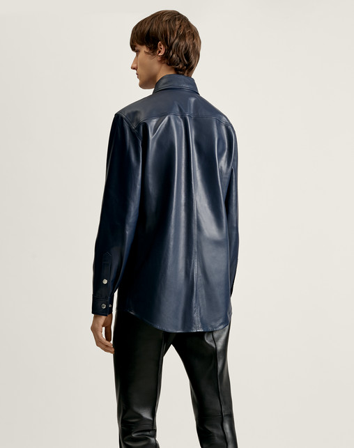 DUNHILL LONG SLEEVE CASUAL SHIRTS Man Leather Shirt r