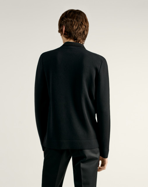 DUNHILL CARDIGANS Man Suede Detail Merino Shirt r