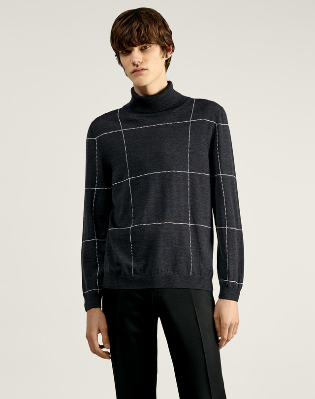 Men's Check Roll Neck Jumper | dunhill US Online Store