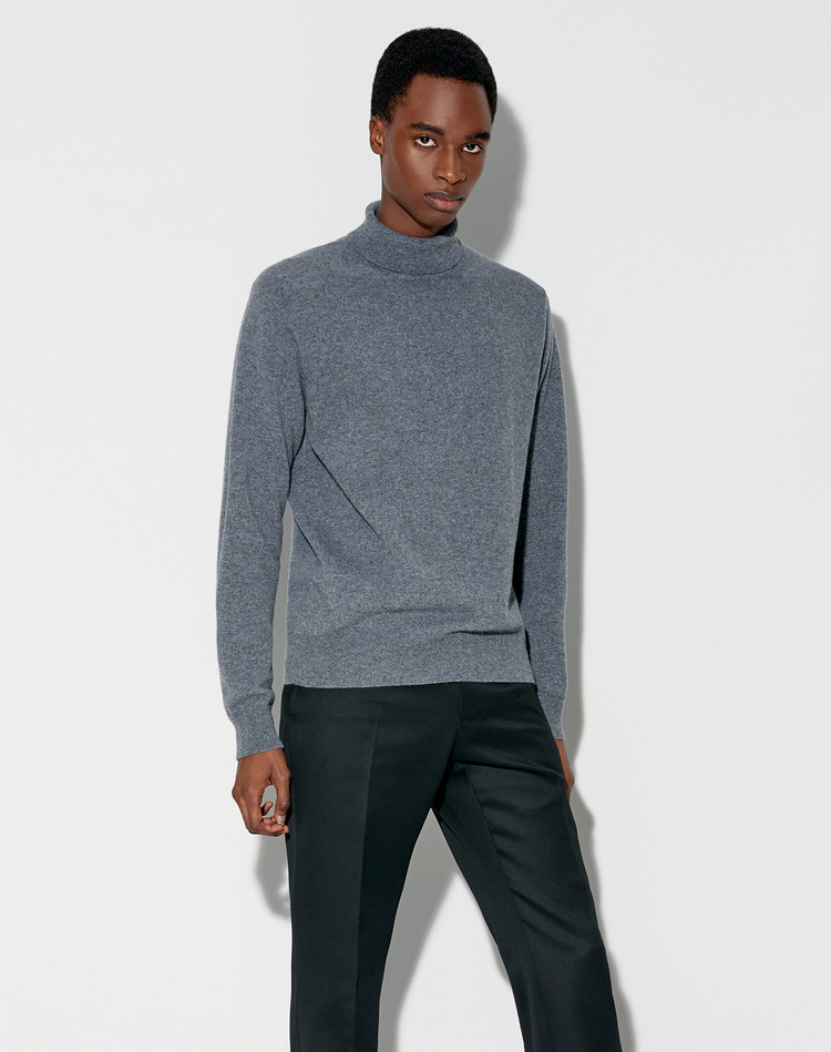 navy cashmere roll neck jumper
