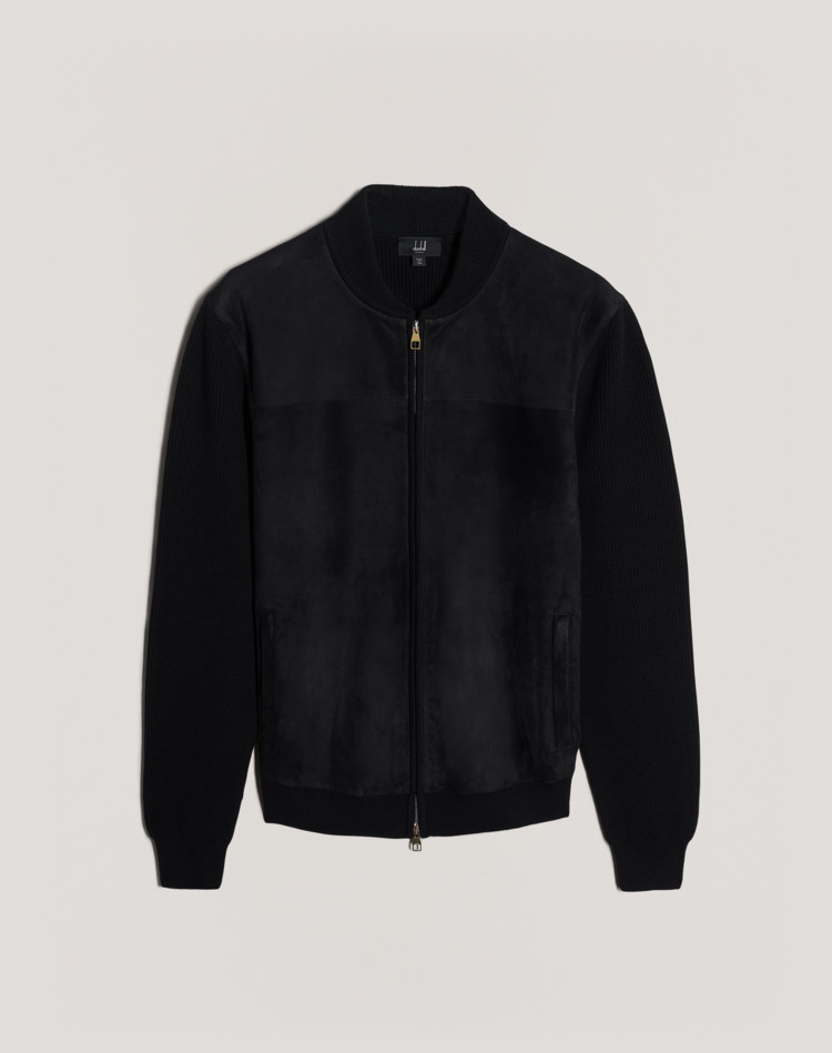 Suede Front Bomber Jacket DUNHILL KNITTED BOMBER JACKET Man Suede Front Bomber Jacket f