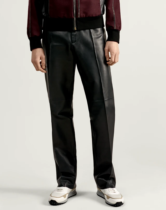 Men's Wide Leg Leather Trouser