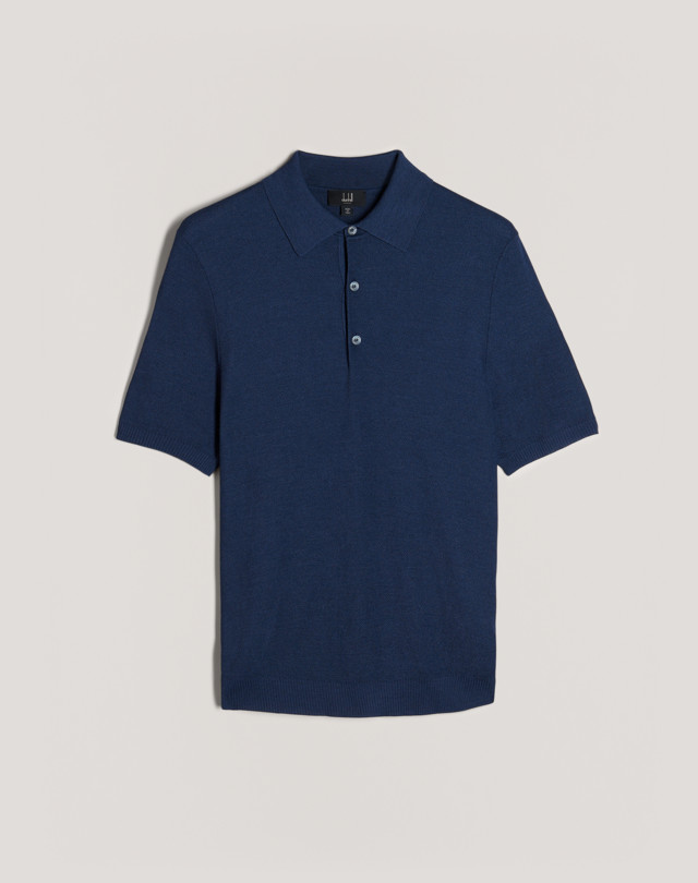 DUNHILL Textured Silk Polo KNITTED POLOS Man f