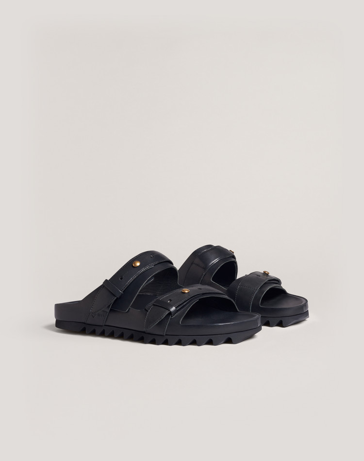 mens leather slide sandals uk
