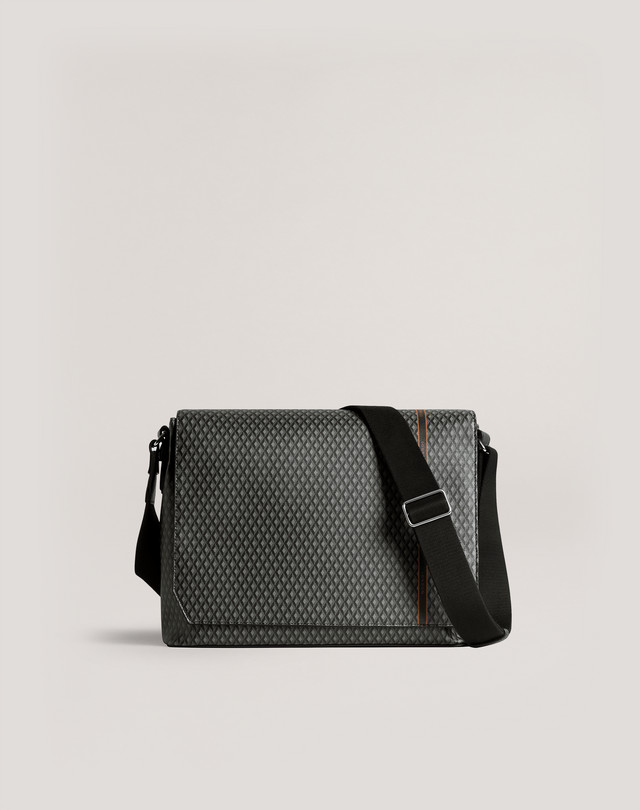 DUNHILL Engine Turn Luggage Canvas Flap Messenger Borsa a tracolla Uomo f