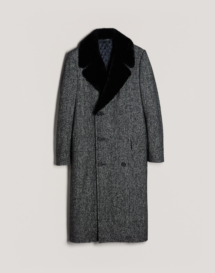 メンズ シアリングカラー ヘリンボーントップコート Dunhill Jp オンラインストア