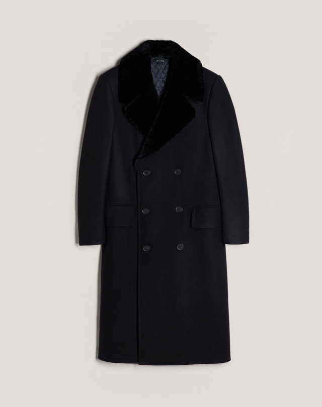 DUNHILL Shearling Collar Virgin Wool Topcoat TOP COATS Man f