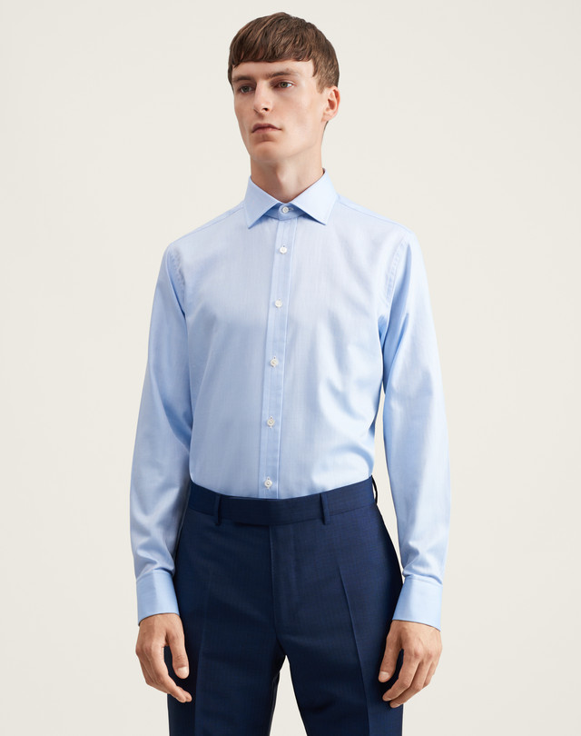 DUNHILL Formal Herringbone Pattern Cotton Shirt FORMAL SHIRTS Man f