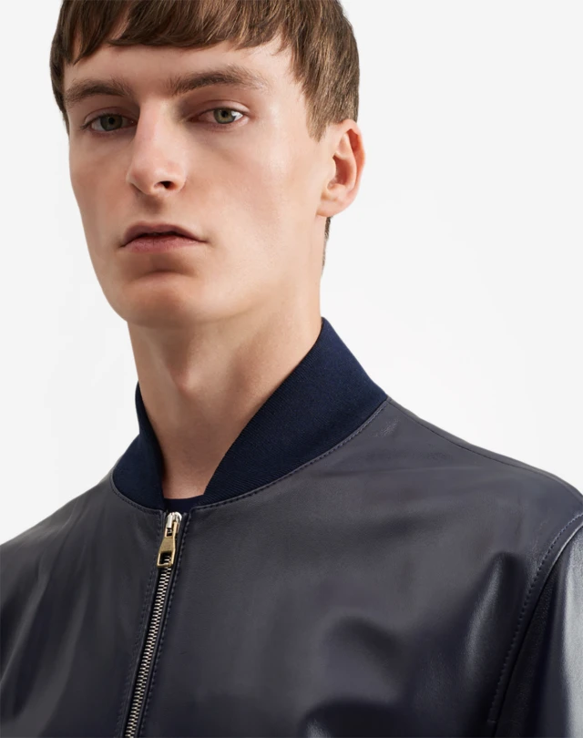 DUNHILL Leather Bomber Jacket LEATHER BOMBERS Man a