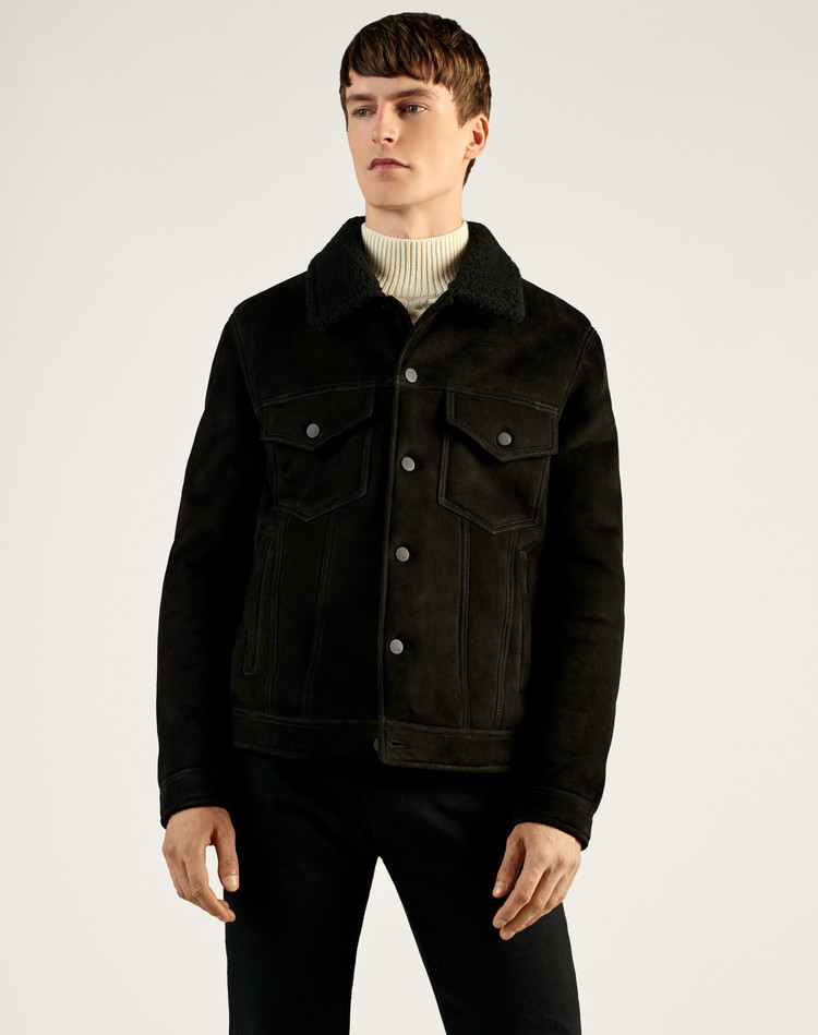 shearling trucker jacket mens