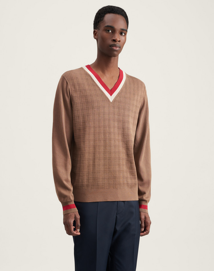 striped v neck jumper