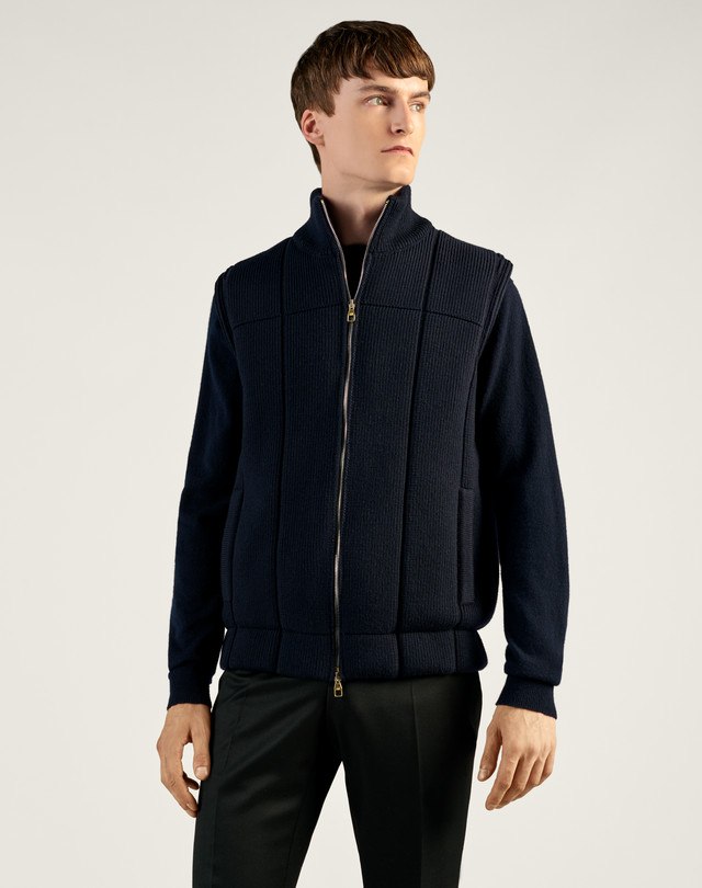 DUNHILL Merino Rib Vest with Quilt Lining JUMPERS Man f