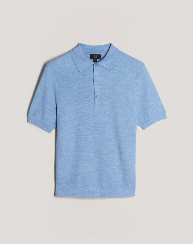 DUNHILL Textured Silk Polo KNITTED POLOS Man f