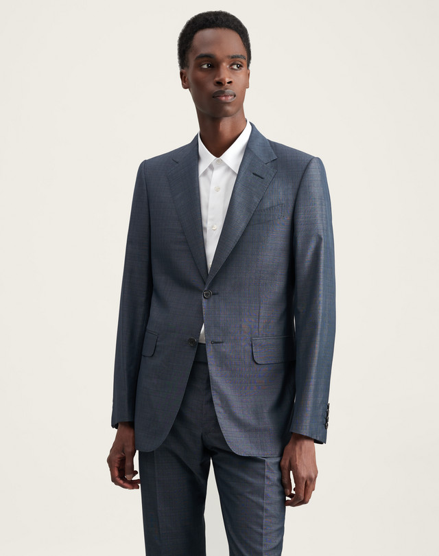 DUNHILL Prince of Wales Wool-Silk Kensington Jacket BLAZER Man f