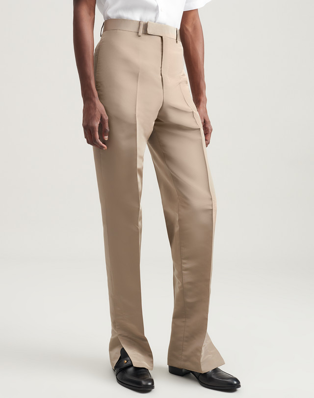 Men's Faille Silk Split Hem Formal Trousers