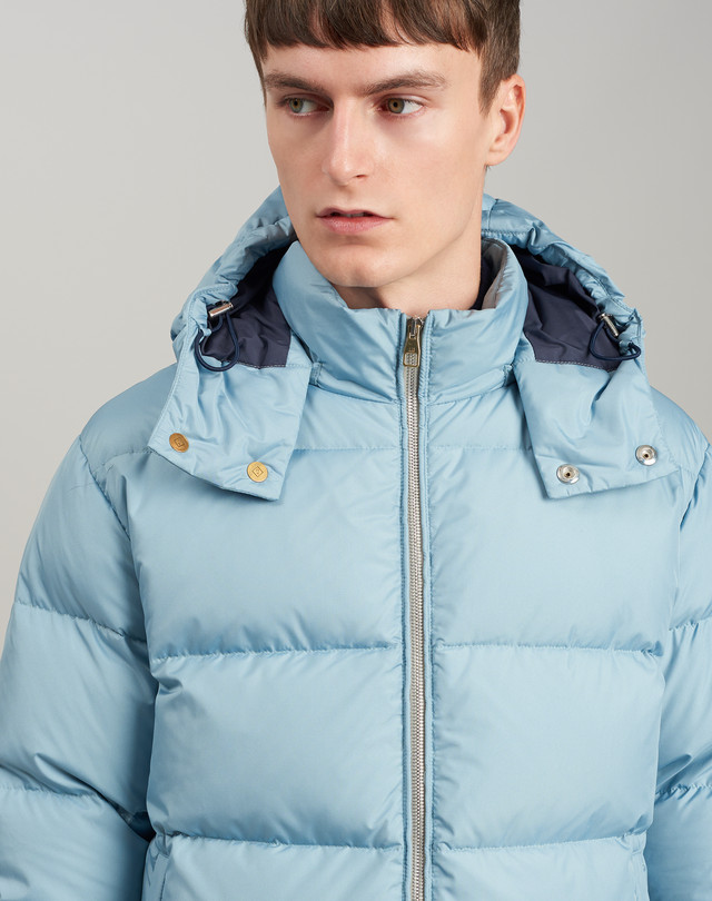 light blue down jacket