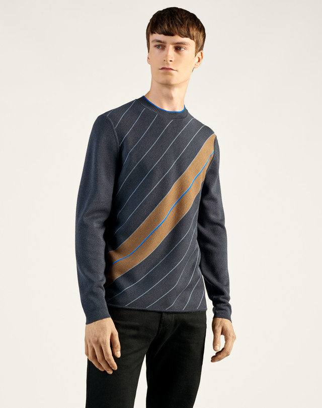 DUNHILL ダイアゴナルストライプ クルーネックジャンパー プルオーバー メンズ f