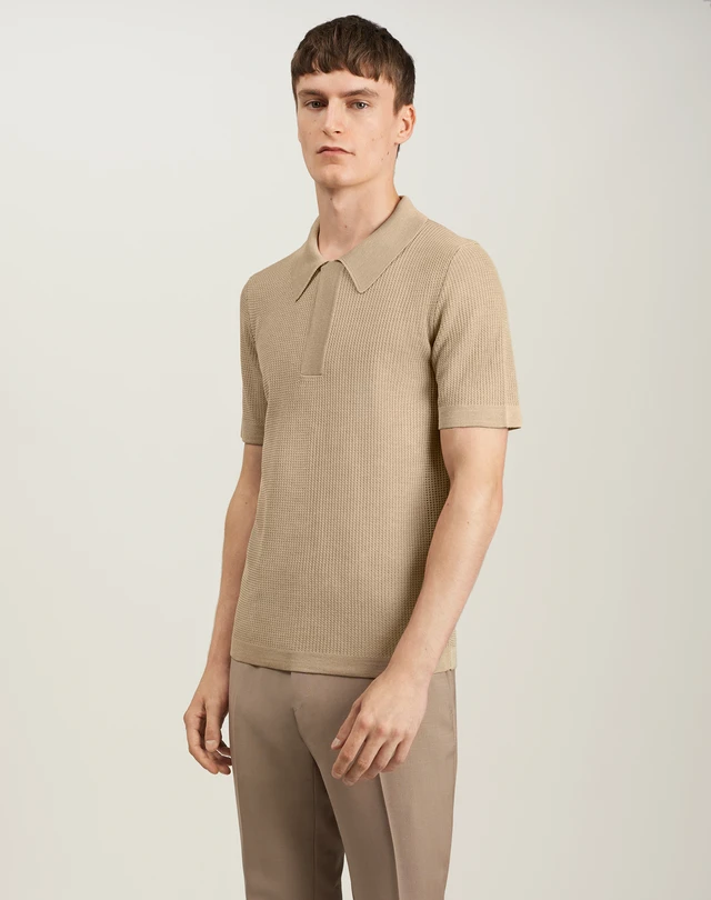 DUNHILL Engineered Silk Mesh Polo KNITTED POLOS Man f
