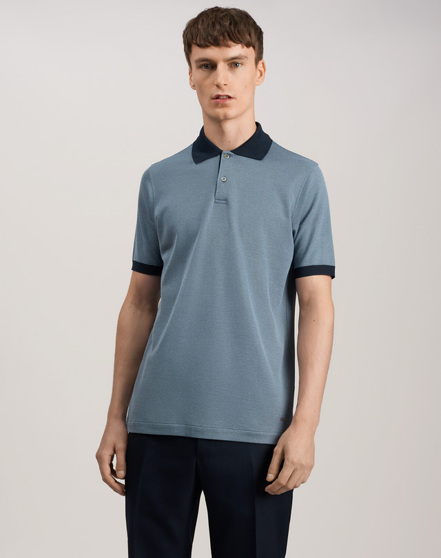 DUNHILL Rib Self Start Mesh Polo POLOS Man f