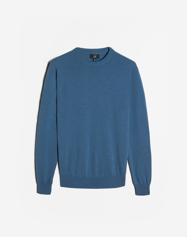 Men's Blue Cashmere Crew Neck Jumper | dunhill US Online Store