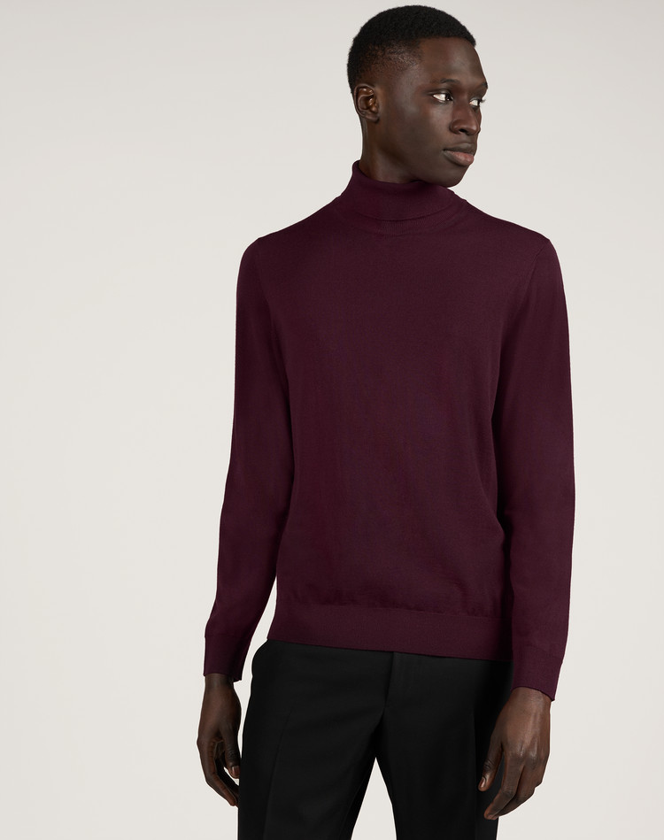 burgundy roll neck mens