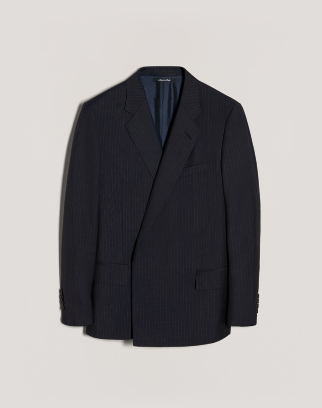 DUNHILL Engineered Chalk Pinstripe Half-Wrap Jacket BLAZERS Man f