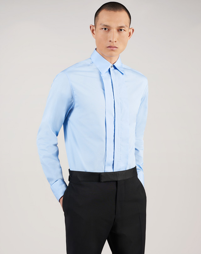 DUNHILL Camicia in popeline di cotone con piega CAMICIE FORMALI Uomo f