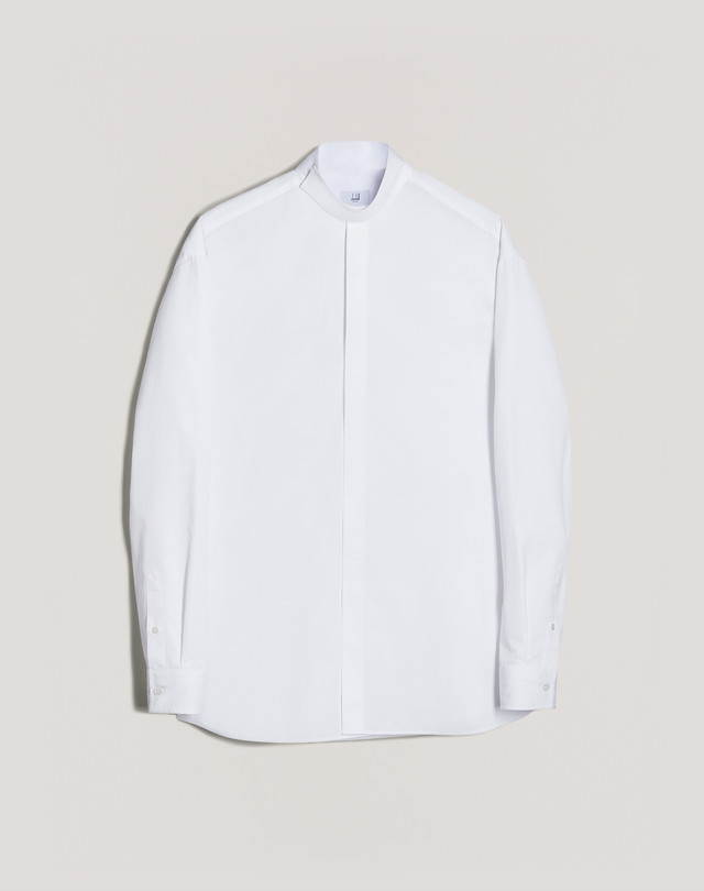 DUNHILL Poplin Band Collar Shirt FORMAL SHIRTS Man f