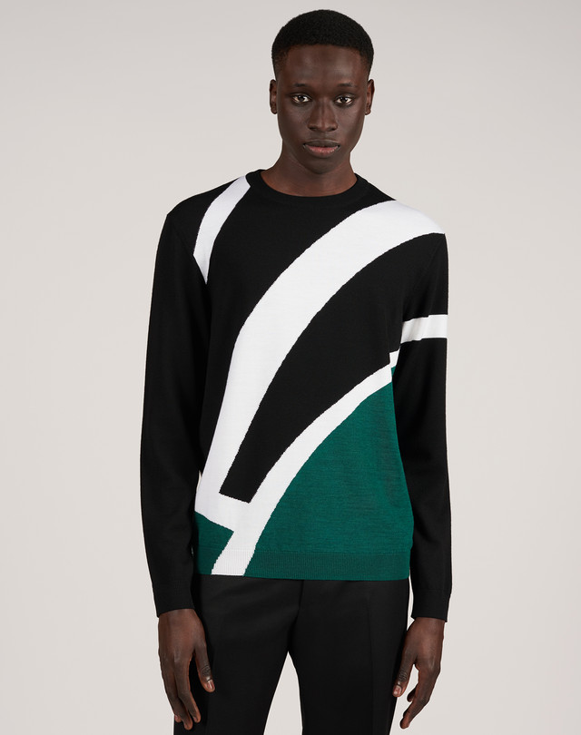 DUNHILL Merino Negative Deco Crew Neck Jumper JUMPERS Man f