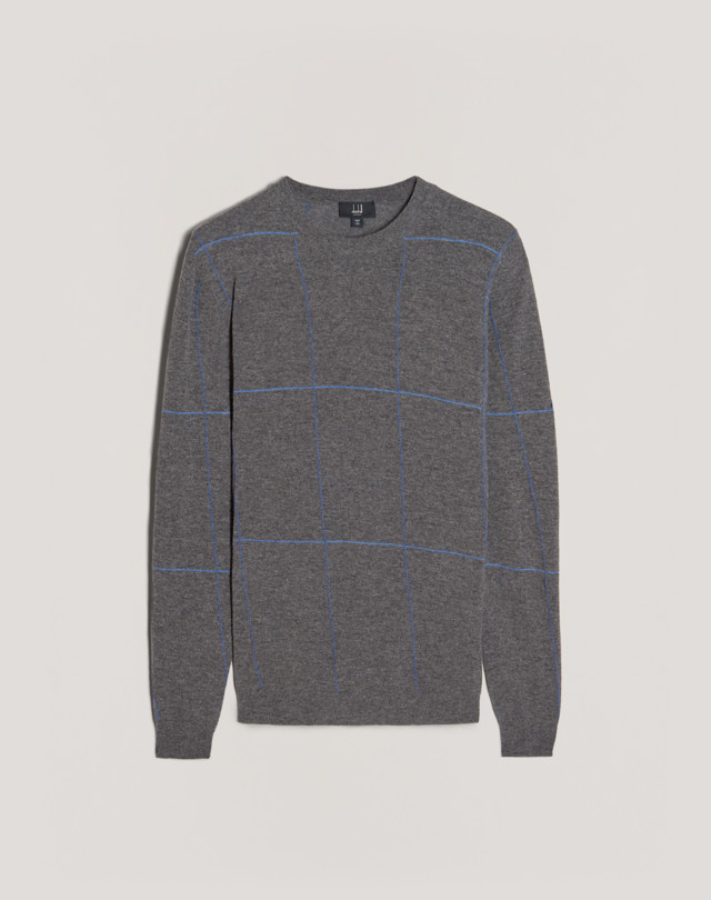 DUNHILL Selvedge Check Crew Neck Jumper JUMPERS Man f