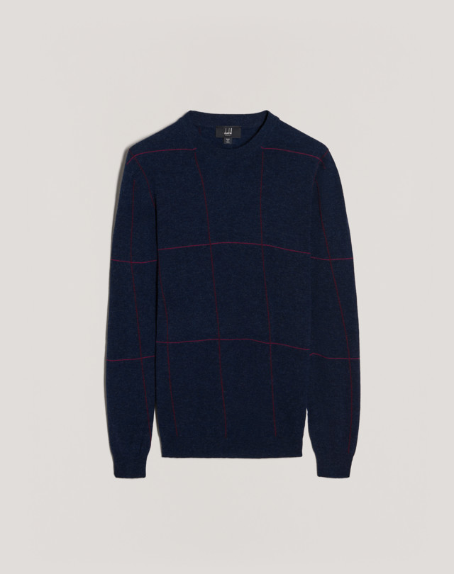 DUNHILL Maglione girocollo a quadretti con cimosa MAGLIONI Uomo f