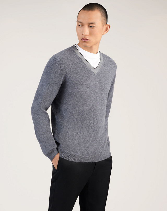 Men's Silk Trim Merino Cashmere V Neck | dunhill US Online Store