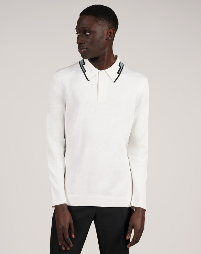 DUNHILL Silk Deco Collar LS Polo KNITTED POLOS Man f