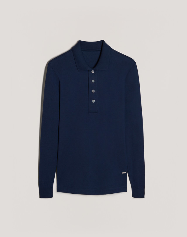 DUNHILL Cotton Cashmere Snap Placket LS Polo POLOS Man f