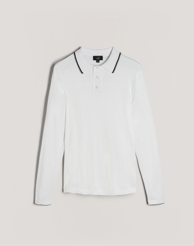 DUNHILL Cotton Silk Stripe LS Polo KNITTED POLOS Man f