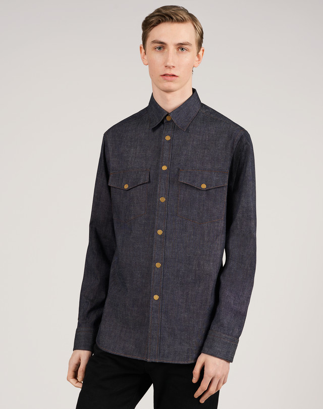DUNHILL Denim Shirt LONG SLEEVE CASUAL SHIRTS Man f