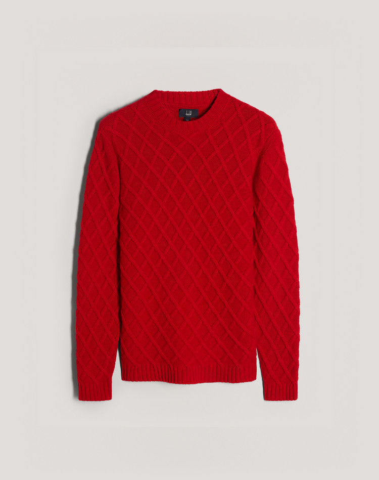 red crew neck jumper