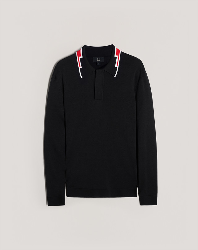 DUNHILL Deco Collar Silk LS Polo KNITTED POLOS Man f