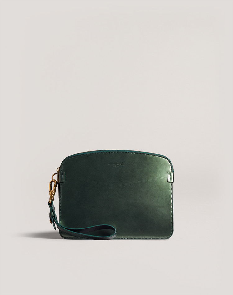 Pochette zippée en cuir métallisé Duke DUNHILL POUCHES Homme Pochette zippée en cuir métallisé Duke f