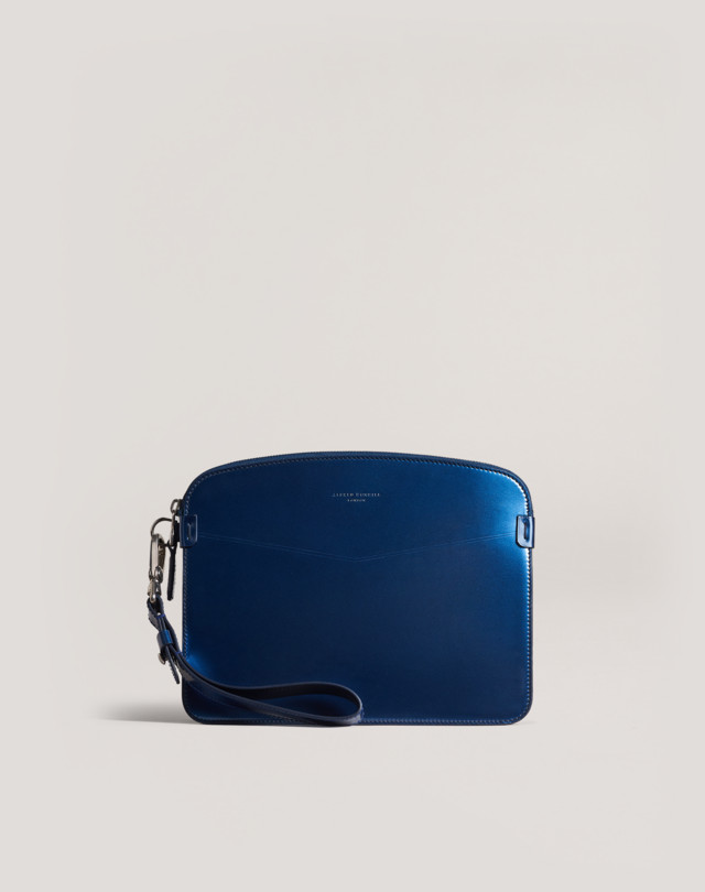 DUNHILL Pochette zippée en cuir métallisé Duke POUCHES Homme f