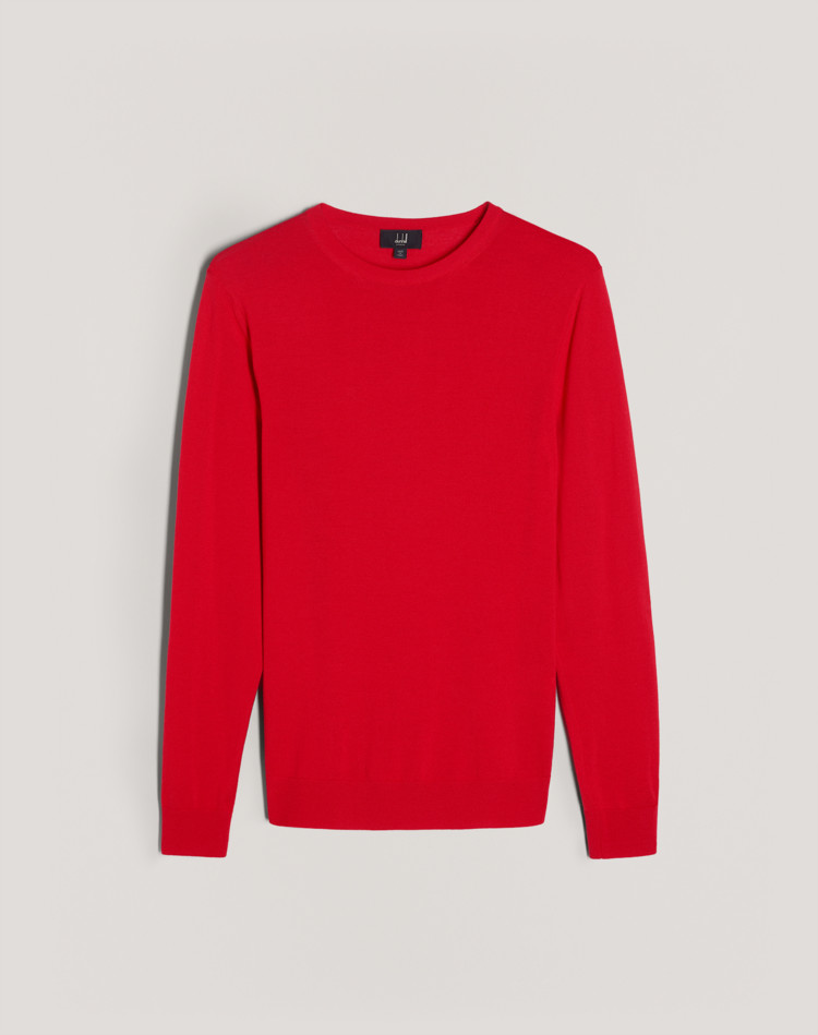 red crew neck jumper