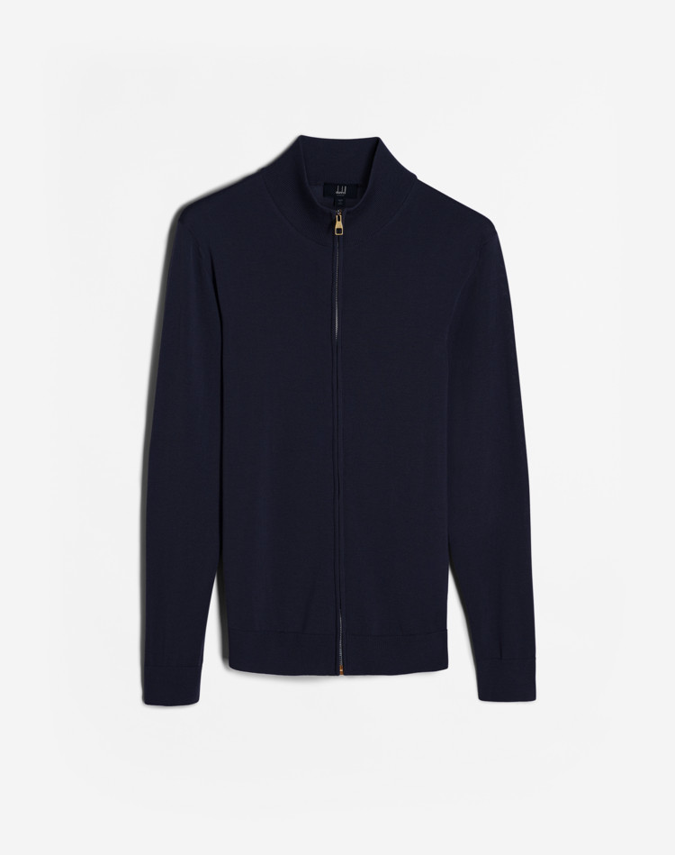 Merino Zip-Through Cardigan DUNHILL JUMPERS Man Merino Zip-Through Cardigan f