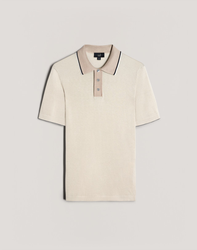 DUNHILL Silk Stripe Trim SS Polo KNITTED POLOS Man f