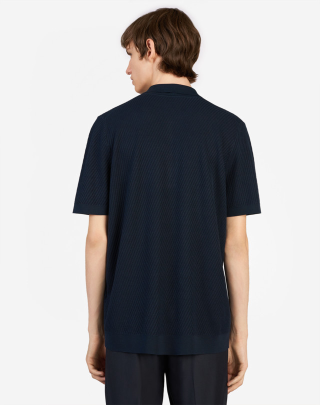 DUNHILL Diagonal Texture SS Polo KNITTED POLOS Man e