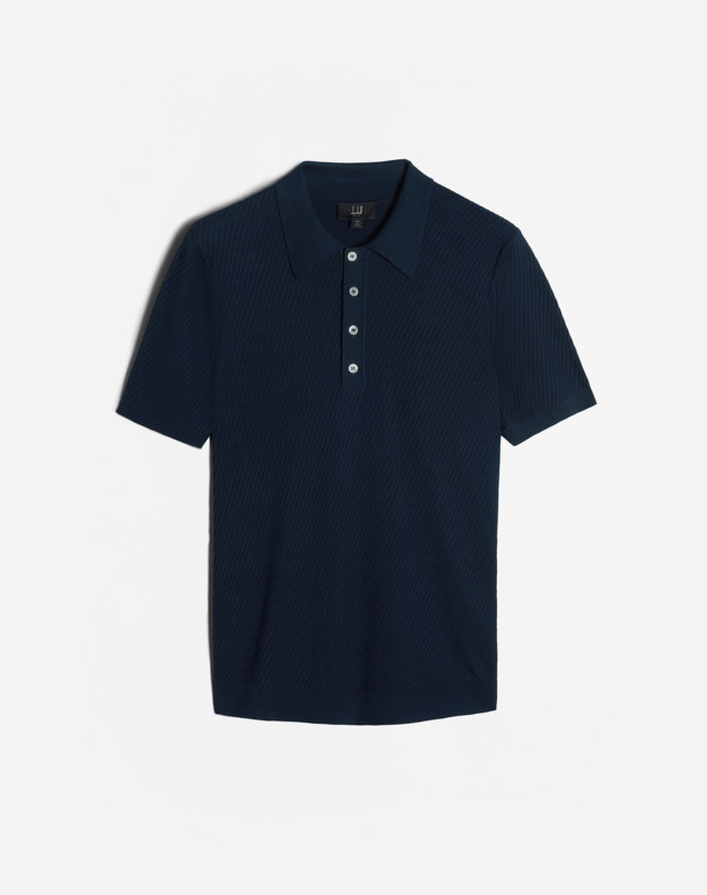 DUNHILL Diagonal Texture Short Sleeve Polo KNITTED POLOS Man f