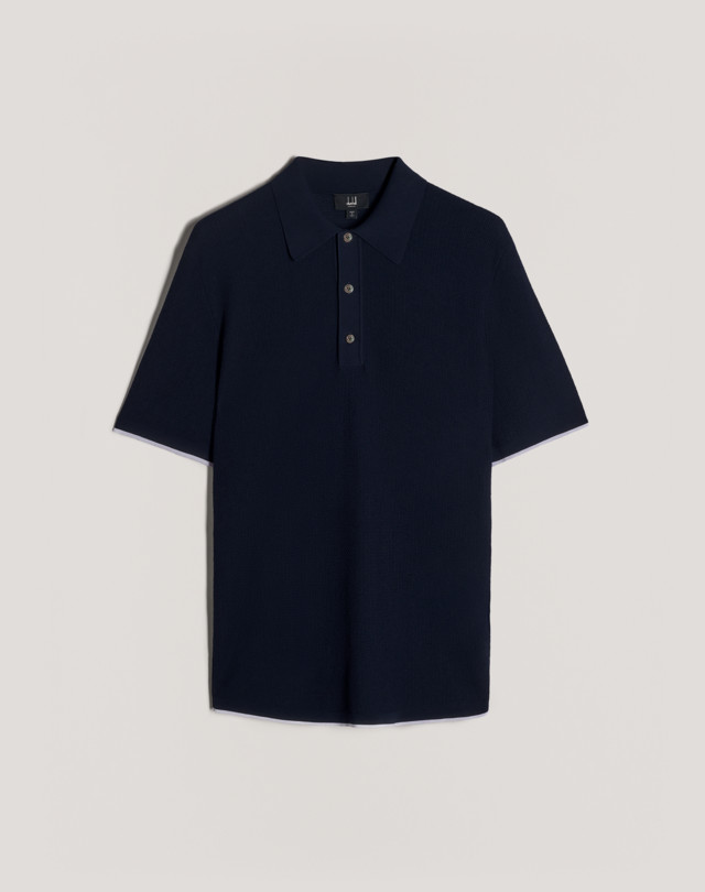 DUNHILL Cotton Textured Tipping SS Polo KNITTED POLOS Man f
