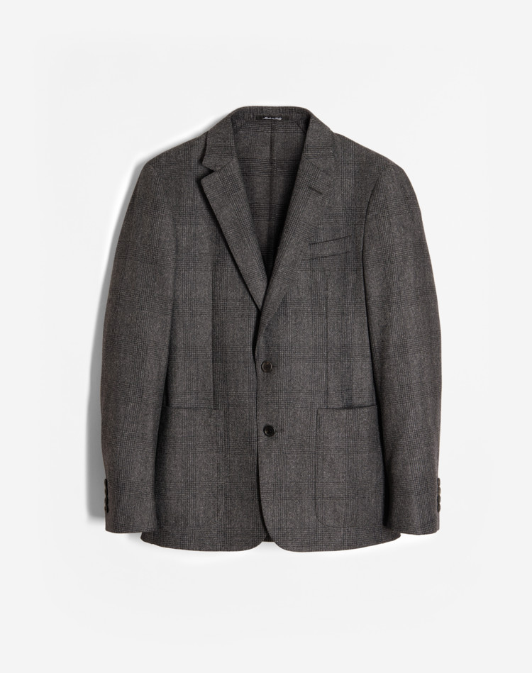 WOOL FLANNEL BRUSHED CHECK TRAVEL JACKET DUNHILL BLAZERS Man WOOL FLANNEL BRUSHED CHECK TRAVEL JACKET f