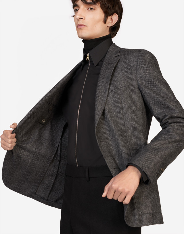 DUNHILL WOOL FLANNEL BRUSHED CHECK TRAVEL JACKET BLAZERS Man a