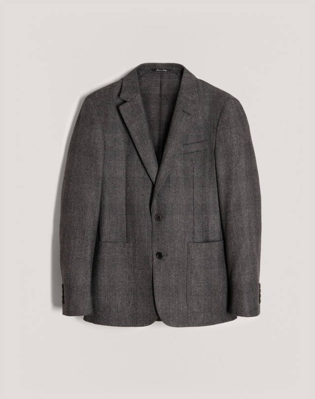 DUNHILL WOOL FLANNEL BRUSHED CHECK TRAVEL JACKET BLAZERS Man b