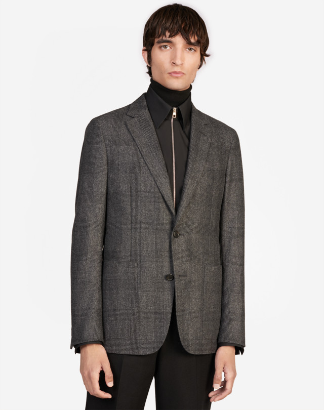 DUNHILL WOOL FLANNEL BRUSHED CHECK TRAVEL JACKET BLAZERS Man d